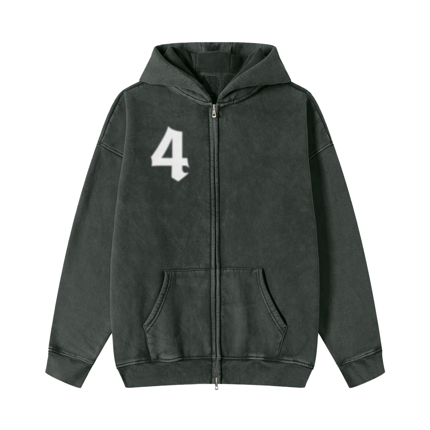 "BLURRED VISION" - REACH4IT Snow Washed Zip-Thru Fleece Hoodie