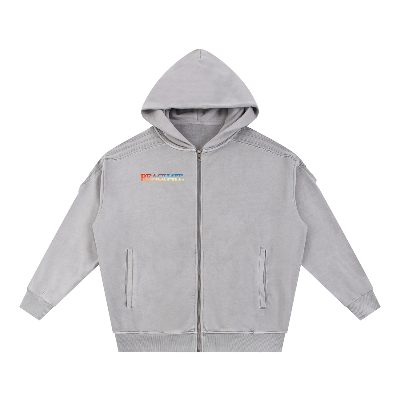 "NATURE'S EYES" - Snow Washed Raw Edge Zip Hoodie