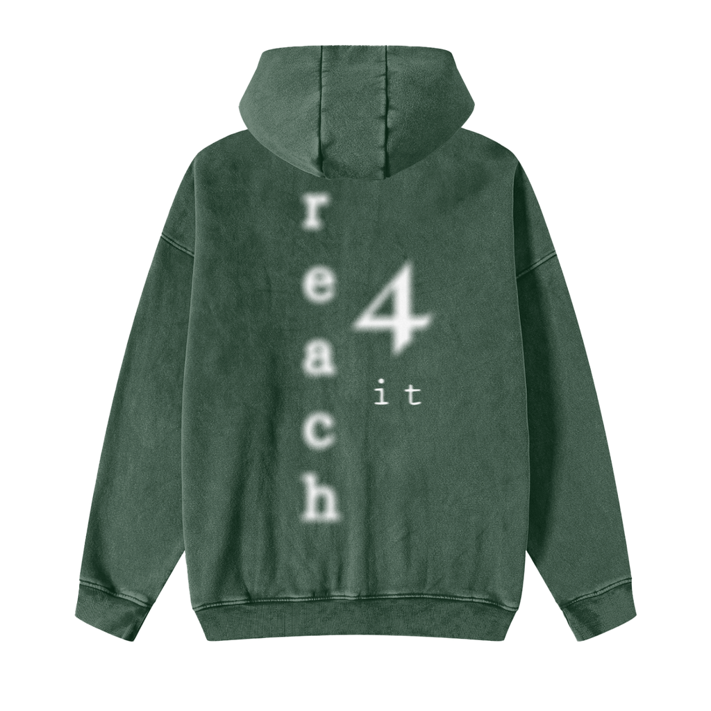 "BLURRED VISION" - REACH4IT Snow Washed Zip-Thru Fleece Hoodie
