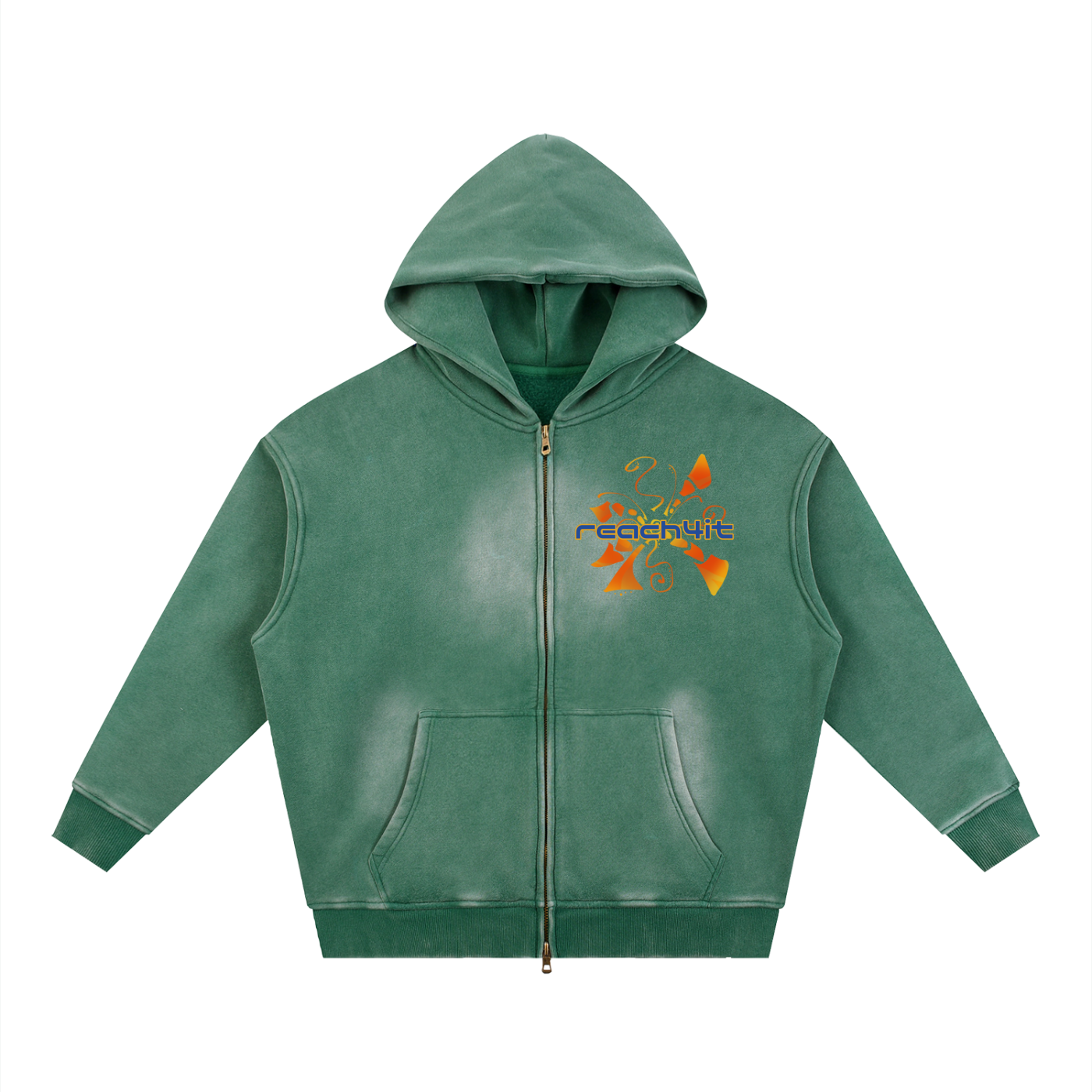 "SUNSHINE" - REACH4IT Sunfade Two-way Zipper Boxy Hoodie