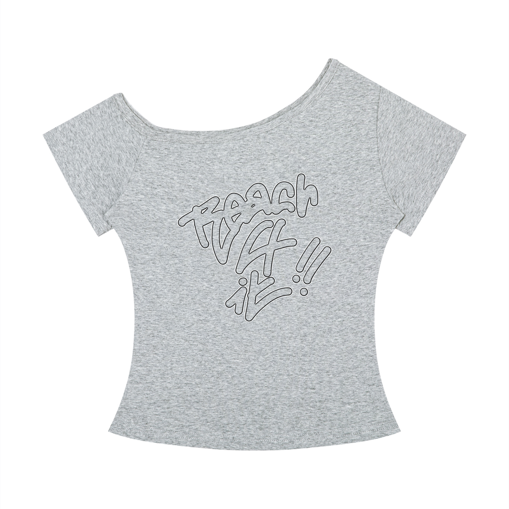 REACH4IT "HANDWRITTEN"- off shoulder women's skater t
