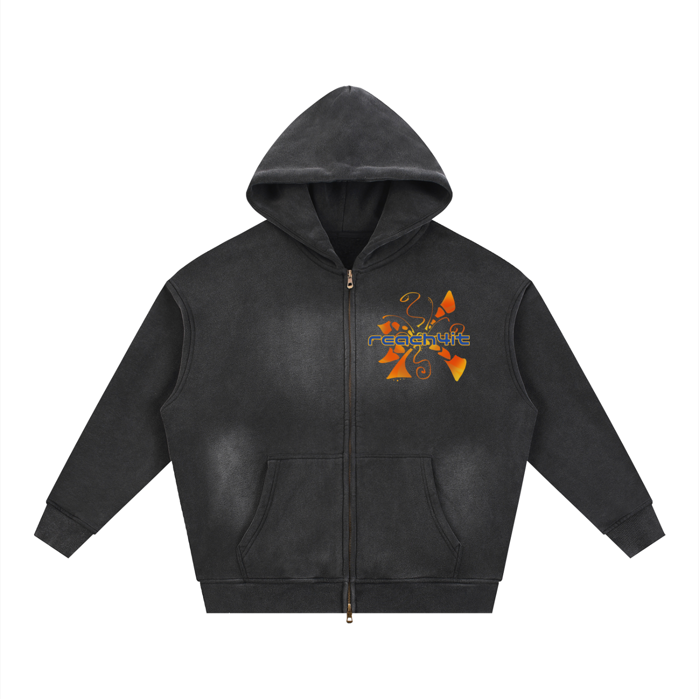 "SUNSHINE" - REACH4IT Sunfade Two-way Zipper Boxy Hoodie