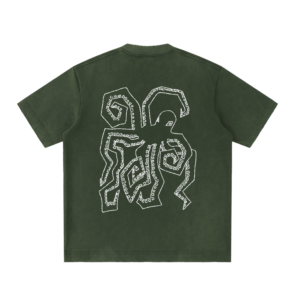 OCTOPUS - Heavyweight Vintage Washed Frayed T-Shirt