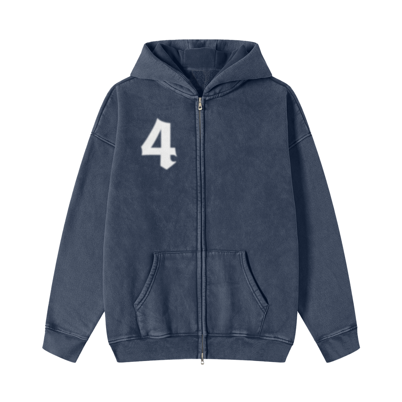 "BLURRED VISION" - REACH4IT Snow Washed Zip-Thru Fleece Hoodie