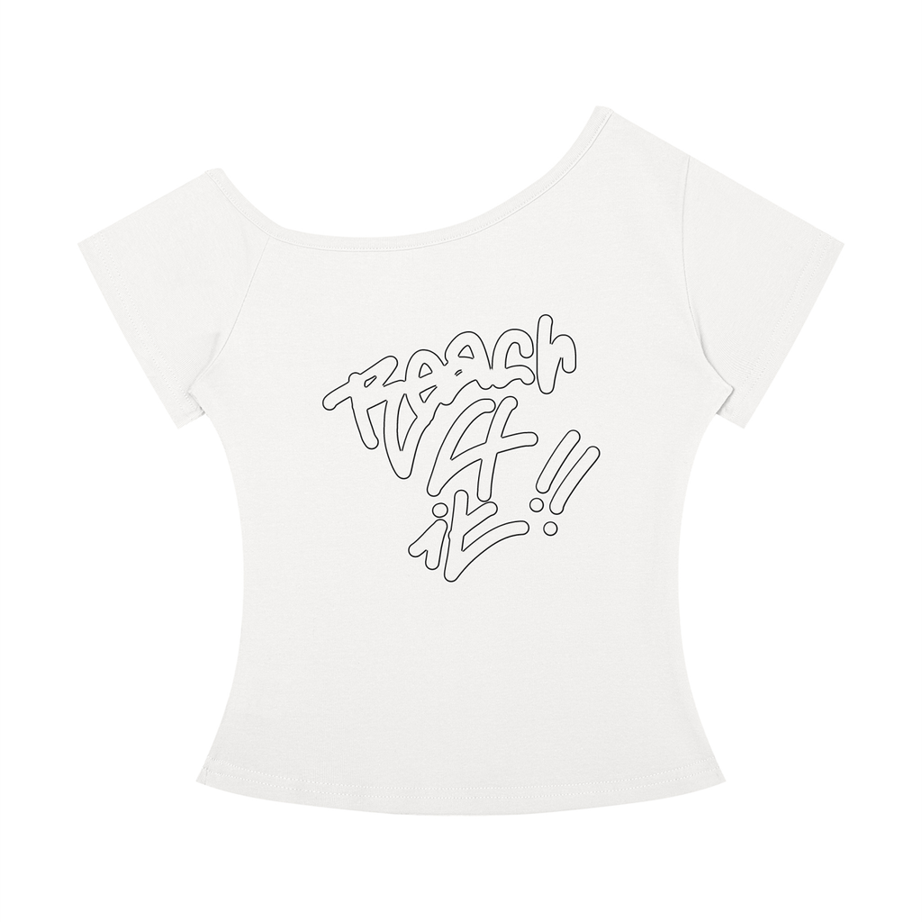 REACH4IT "HANDWRITTEN"- off shoulder women's skater t