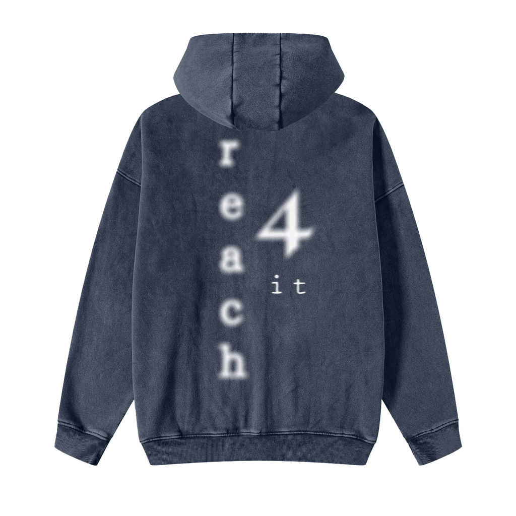 "BLURRED VISION" - REACH4IT Snow Washed Zip-Thru Fleece Hoodie