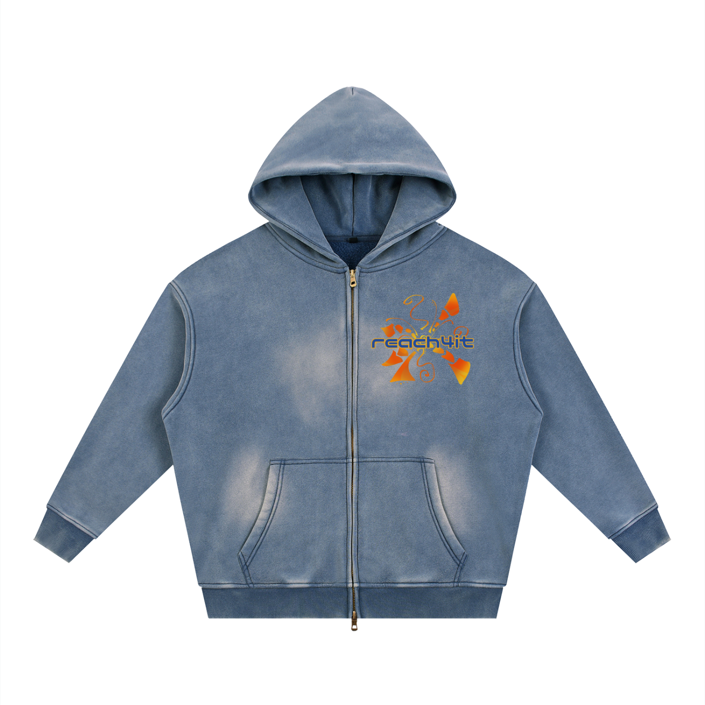"SUNSHINE" - REACH4IT Sunfade Two-way Zipper Boxy Hoodie