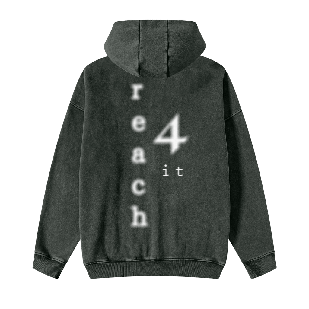 "BLURRED VISION" - REACH4IT Snow Washed Zip-Thru Fleece Hoodie