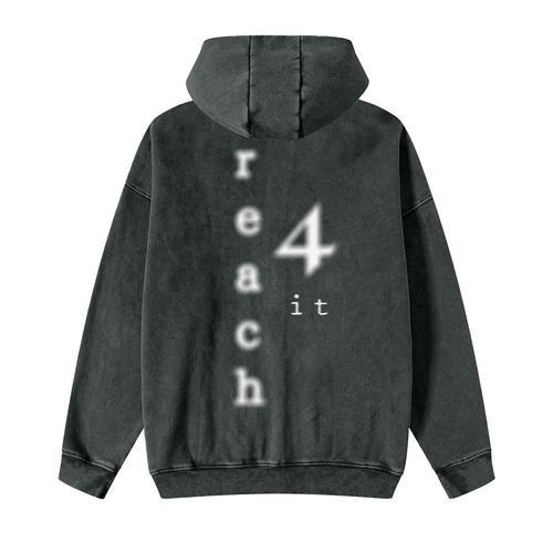 "BLURRED VISION" - REACH4IT Snow Washed Zip-Thru Fleece Hoodie
