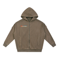 "NATURE'S EYES" - Snow Washed Raw Edge Zip Hoodie