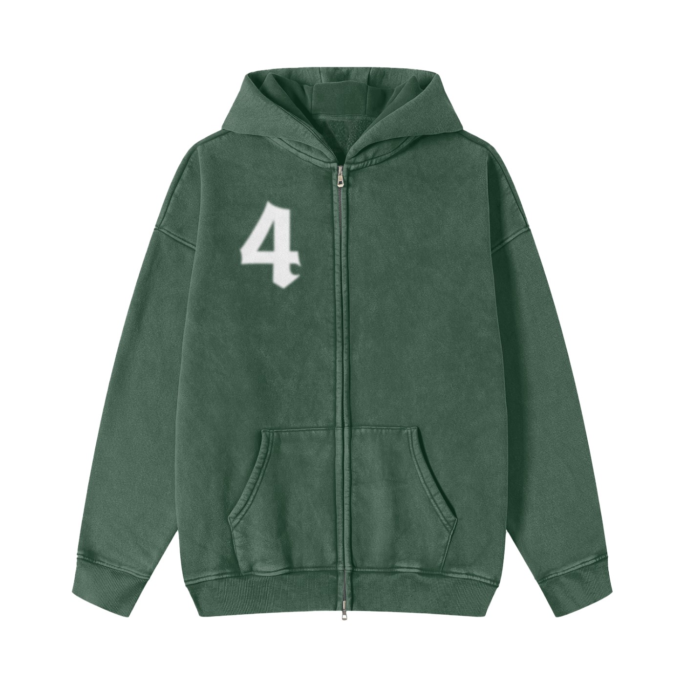 "BLURRED VISION" - REACH4IT Snow Washed Zip-Thru Fleece Hoodie