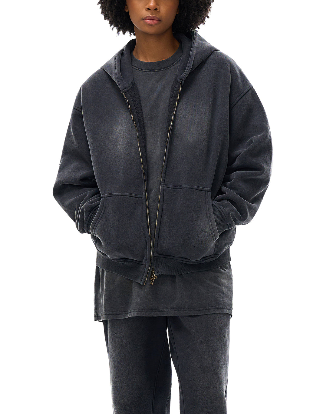 "SUNSHINE" - REACH4IT Sunfade Two-way Zipper Boxy Hoodie