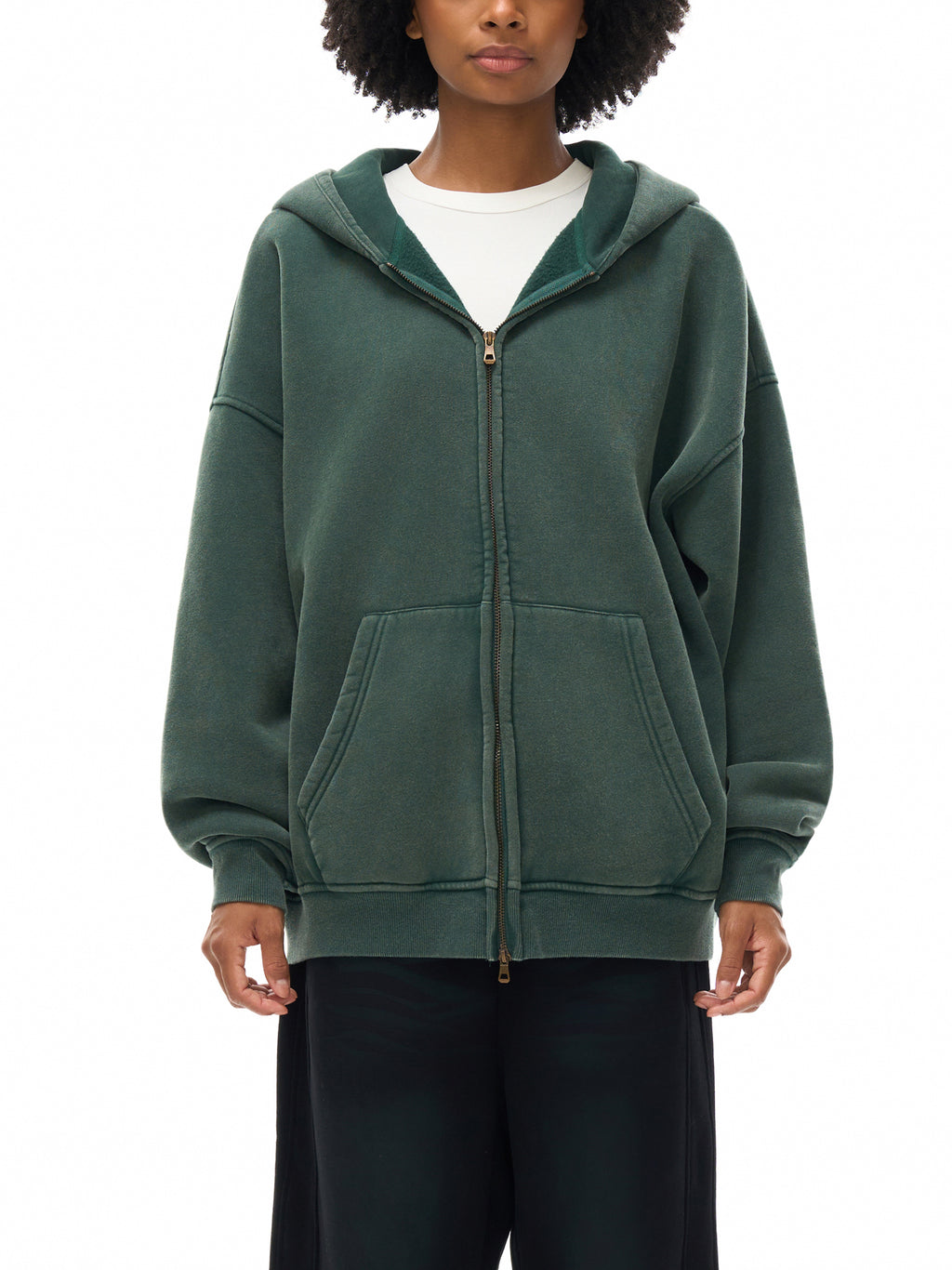 "BLURRED VISION" - REACH4IT Snow Washed Zip-Thru Fleece Hoodie